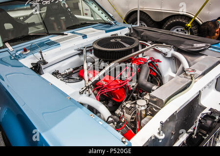 Mexico City, Mexico – September 01, 2017: Autodromo Hermanos Rodriguez. FIA World Endurance Championship WEC. 1967 Mustang Shelby GT500 engine from a participant from the Vintage Mexico Series Race. Stock Photo