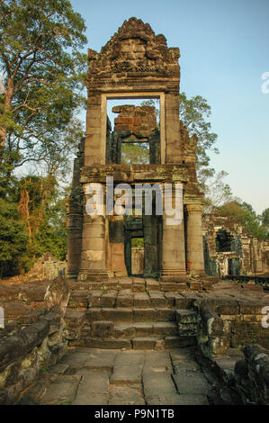 The library at Preah Khan, a temple at Angkor, Cambodia, built in the 12th century for King Jayavarman VII. It is located northeast of Angkor Thom and Stock Photo