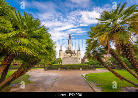 New Orleans, Louisiana, USA at Jackson Square and St. Louis Cathedral. Stock Photo