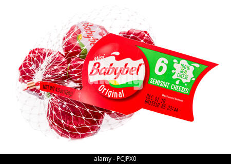 Winneconne, WI - 30 July 2018: A package of Babybel semisoft cheese in original flavor on an isolated background Stock Photo