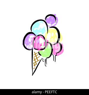 Simple colorful sketch. Ice cream. Vector illustration. Stock Vector