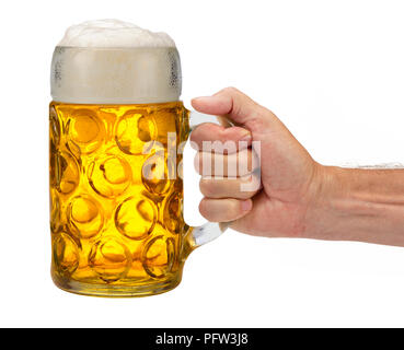 isolated beer mug in hand at Oktoberfest in Munich Stock Photo