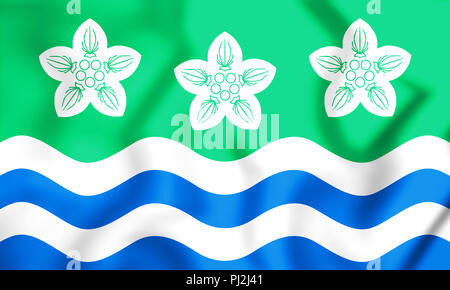 3D Flag of Cumberland County, England. 3D Illustration. Stock Photo