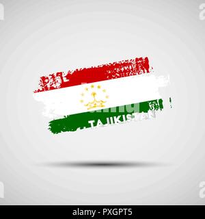 Flag of Tajikistan. Vector illustration of grunge brush stroke with Tajikistan's national flag colors for your graphic and web design Stock Vector