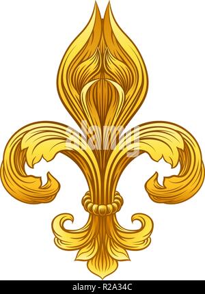 Gold Fleur De Lis Graphic Design Stock Vector