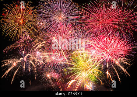 colorful fireworks on black background,new year's eve Stock Photo