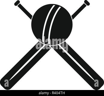 Cricket ball and bats logo. Simple illustration of cricket ball and bats vector logo for web design isolated on white background Stock Vector