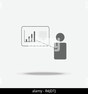 Presentation businessman Flat design vector icon with shadow Stock Vector