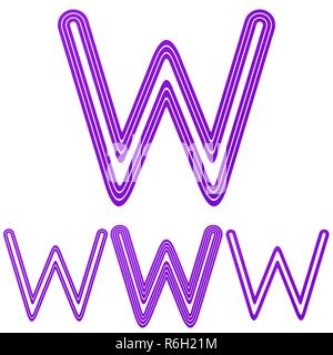 Purple line w letter logo design set Stock Vector