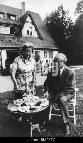 Margarete Speer, wife of Albert Speer, is sitting in the garden of the ...