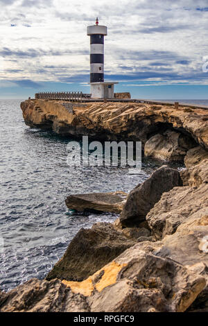 Lighthouse of Colònia de Sant Jordi, Mallorca, Balearic Islands, Spain Stock Photo