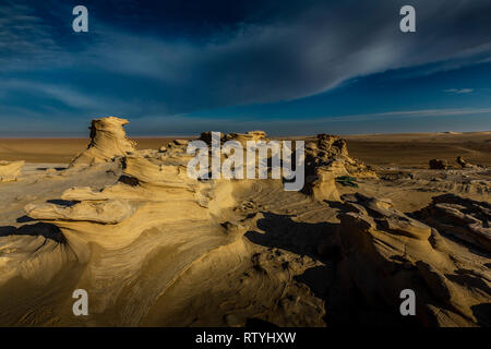 The Fossil Dunes at the Al Wathba area, Abu Dhabi which is an excellent getaway place in the United Arab Emirates near army base a nomans land Stock Photo