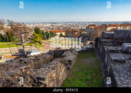 roman gallo theater, Fourvière hill, Lyon Stock Photo