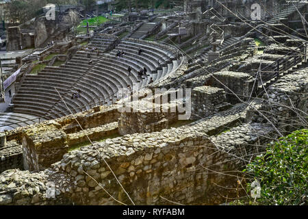 roman gallo theater, Fourvière hill, Lyon Stock Photo