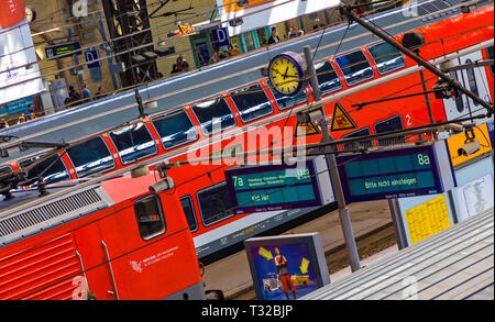 Hamburg, Germany - June 26, 2014: Hamburg Hauptbahnhof (Hamburg Hbf), main railway station of Hamburg city. Opened in 1906. Germany's busiest railway  Stock Photo