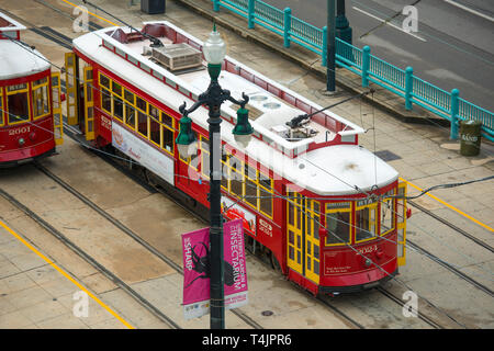 RTA Streetcar Canal Line Route 47 or Route 48 on Canal Street in downtown New Orleans, Louisiana, USA. Stock Photo