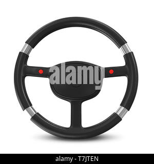 Black Steering Wheel on white background Stock Photo