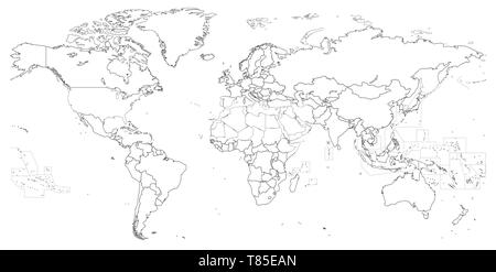 vector high detailed world map Stock Vector