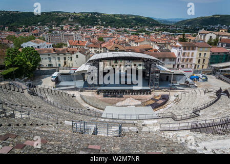 Roman Theatre, Ruins of a stone-built, first-century Roman amphitheatre, Vienne, France Stock Photo