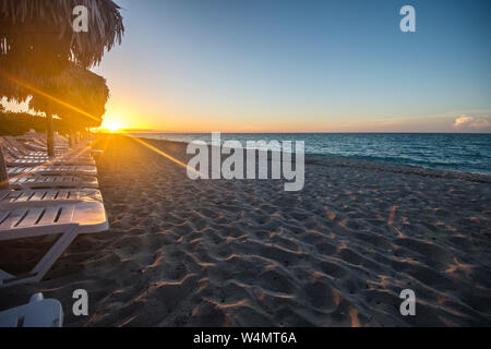 Caribbean beaches: the perfect travel destinations. Amazing sunsets at Varadero Beach, Cuba. Hotels and Resorts in Cuba, the greatest of the Antilles. Stock Photo