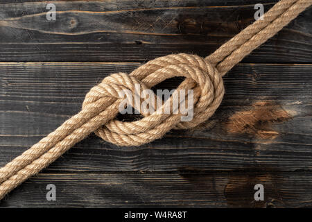 Double Figure Eight knot. Rope node Stock Photo