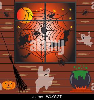 Halloween haunted house vector illustration Stock Vector