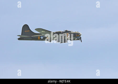 A surprise addition to Eastbourne's International Airshow in 2017 was the Sally B, a B-17 Flying Fortress. The plane used in the film Memphis Belle. Stock Photo