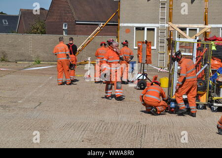 East Sussex Fire rescue service training, search and rescue scenario Stock Photo