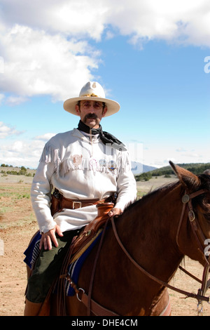 Cowboy auf Pferd, Ende der Trail Wildwest-Jubiläum, in der Nähe von Albuquerque, New Mexico, Vereinigte Staaten Stockfoto