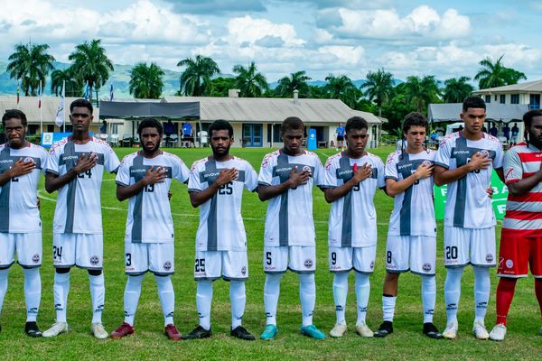 La sélection calédonienne de football U17, lors de la phase de qualifications pour la Coupe du monde.