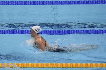 Nicole Frank, durante su participación en los 200 metros combinados, en los Juegos Olímpicos Tokio 2020. · Foto: Facundo Castro