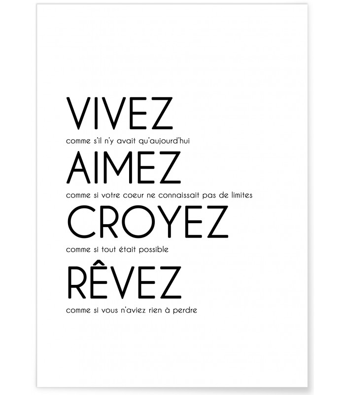 Affiche "Vivez, Aimez, Croyez..."