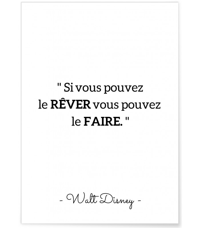 Affiche Walt Disney : "Si vous pouvez le rêver..."