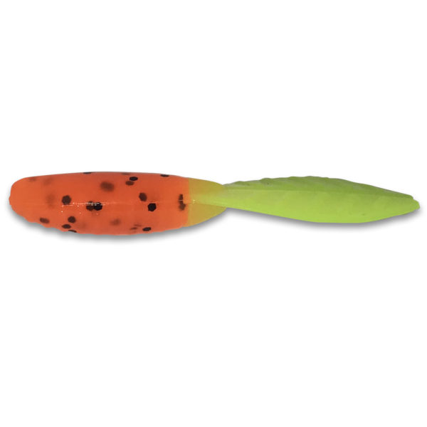 A carrot and lime green fish are on the end of this toy.