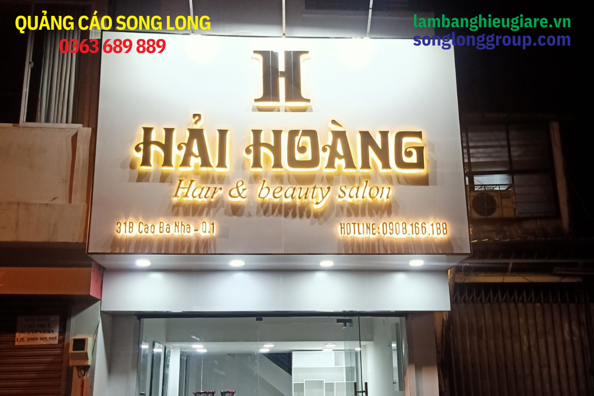 Bảng Alu chữ nổi sáng đèn