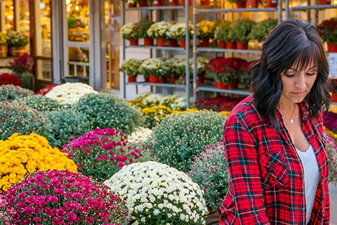 Woman shopping for flowers