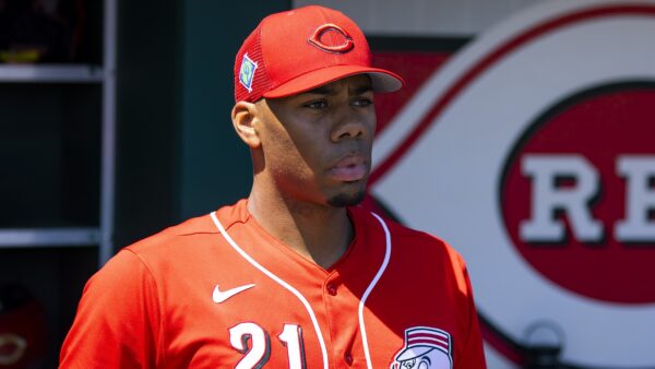 Hunter Greene in the dugout