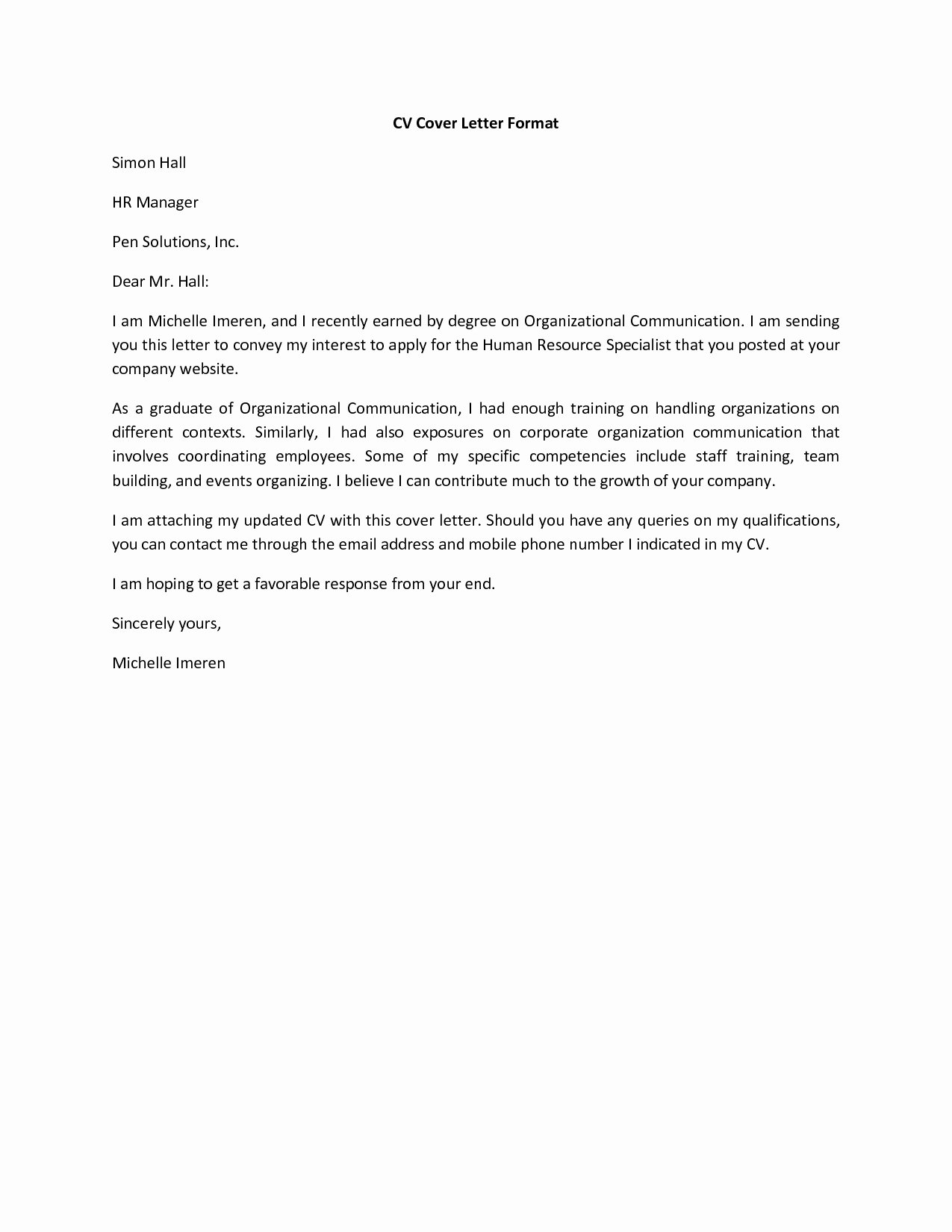 Basic Cover Letter for A Resume