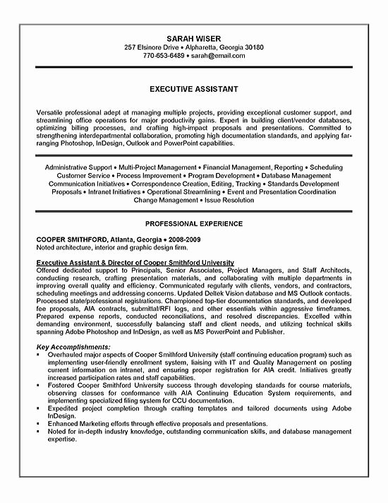 executive assistant resume example