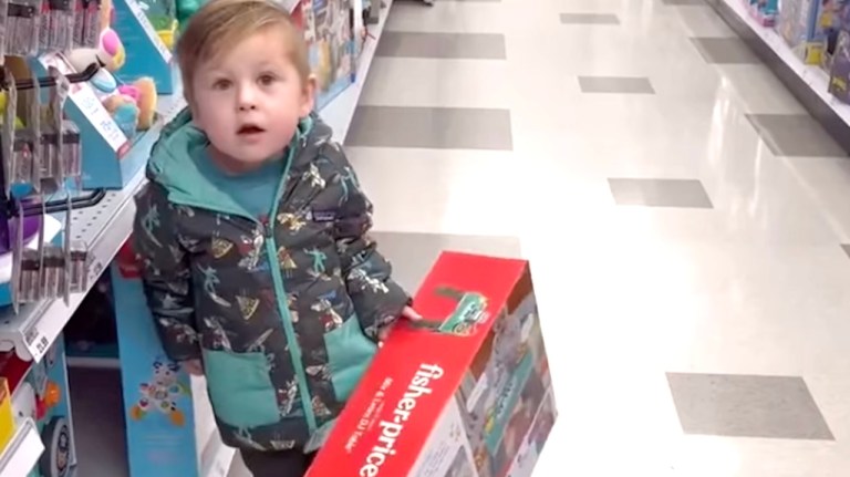 Boy Picks Toy Fits in One Hand