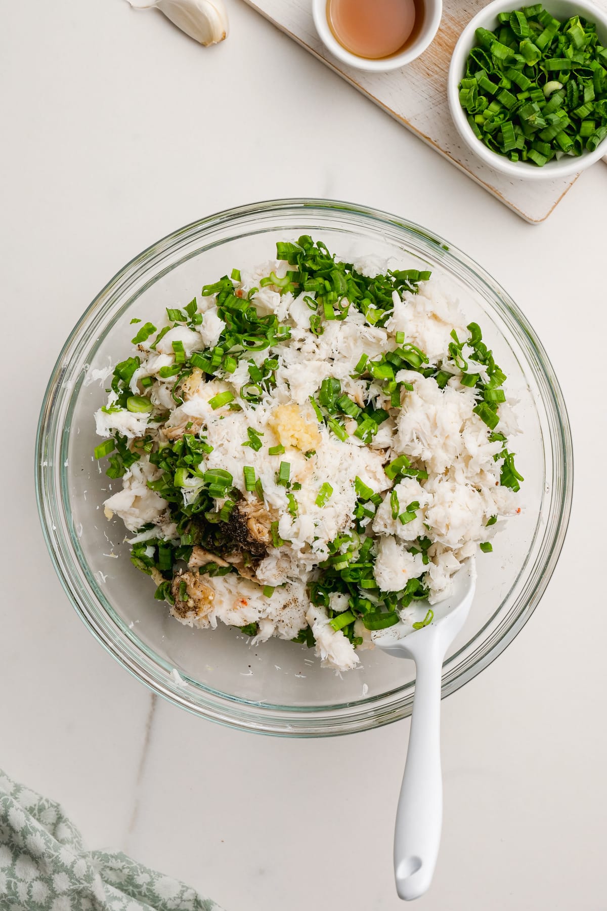 crab filling ingredients in a mixing bowl