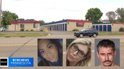 Insets from left: Fanta Xayavong (GoFundMe). Manijeh Starren (GoFundMe). Joseph Steven Jorgenson (Ramsey County Sheriff's Office). Background: One of the storage units where police discovered human remains (WCCO).