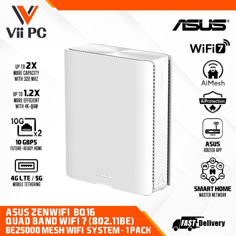 ASUS ZenWiFi BQ16 BQ16 Quad Band WiFi 7 (802.11be) BE25000 Mesh WiFi ...