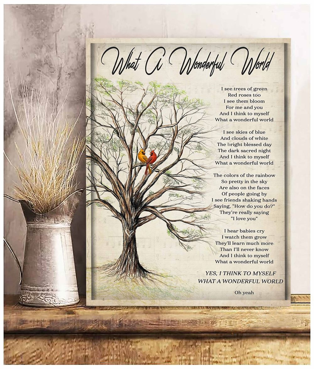 Cardinal Tree What A Wonderful World Wall Art Canvas