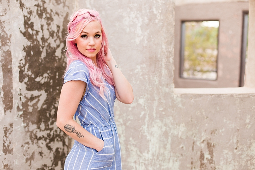 Leah Hope Photography | Phoenix Scottsdale Arizona South Mountain Desert Fashion Cotton Candy Colors Girl Pink Hair Pictures