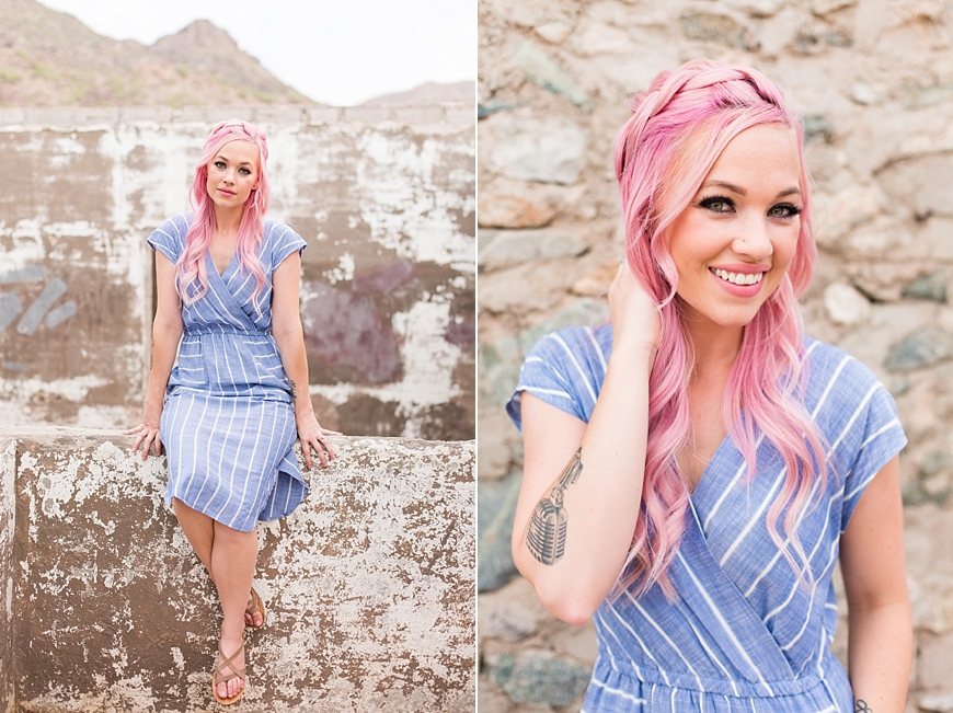 Leah Hope Photography | Phoenix Scottsdale Arizona South Mountain Desert Fashion Cotton Candy Colors Girl Pink Hair Pictures