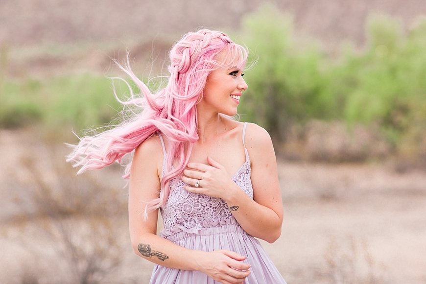 Leah Hope Photography | Phoenix Scottsdale Arizona South Mountain Desert Fashion Cotton Candy Colors Girl Pink Hair Pictures