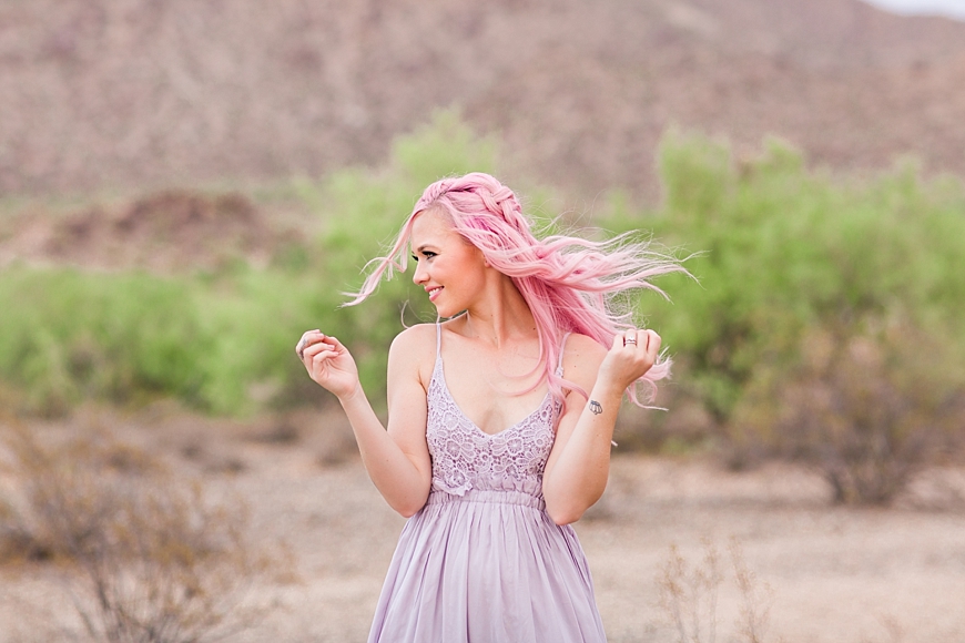 Leah Hope Photography | Phoenix Scottsdale Arizona South Mountain Desert Fashion Cotton Candy Colors Girl Pink Hair Pictures