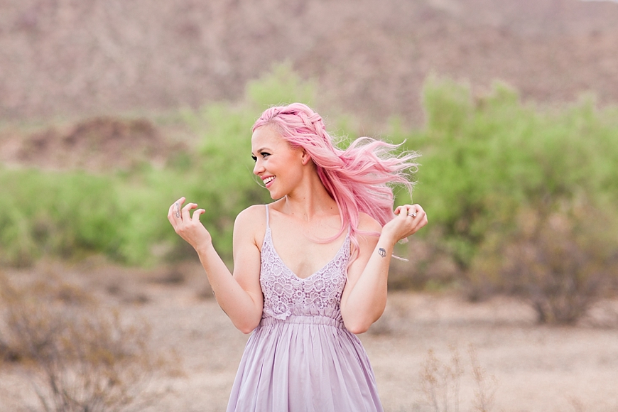 Leah Hope Photography | Phoenix Scottsdale Arizona South Mountain Desert Fashion Cotton Candy Colors Girl Pink Hair Pictures