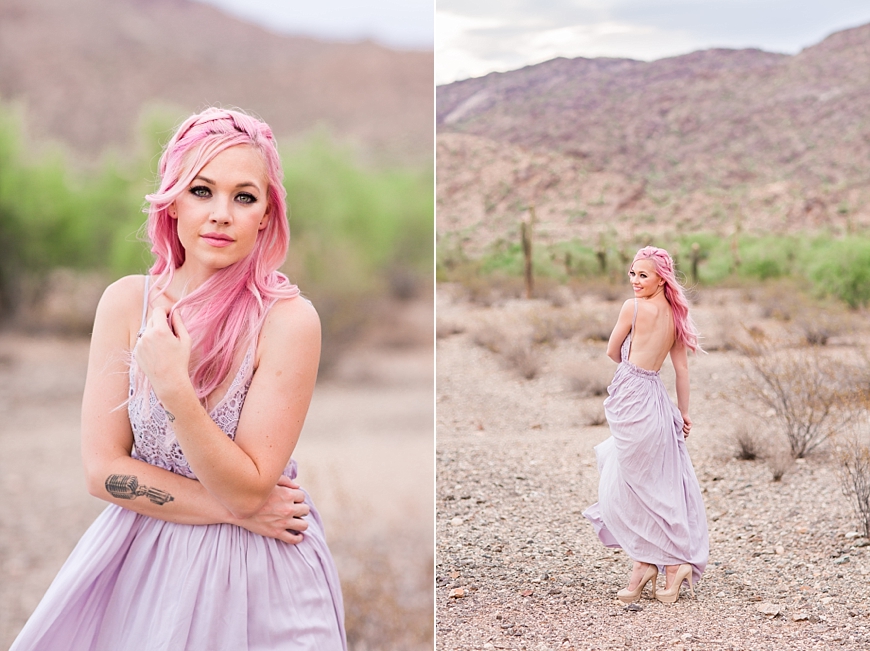 Leah Hope Photography | Phoenix Scottsdale Arizona South Mountain Desert Fashion Cotton Candy Colors Girl Pink Hair Pictures